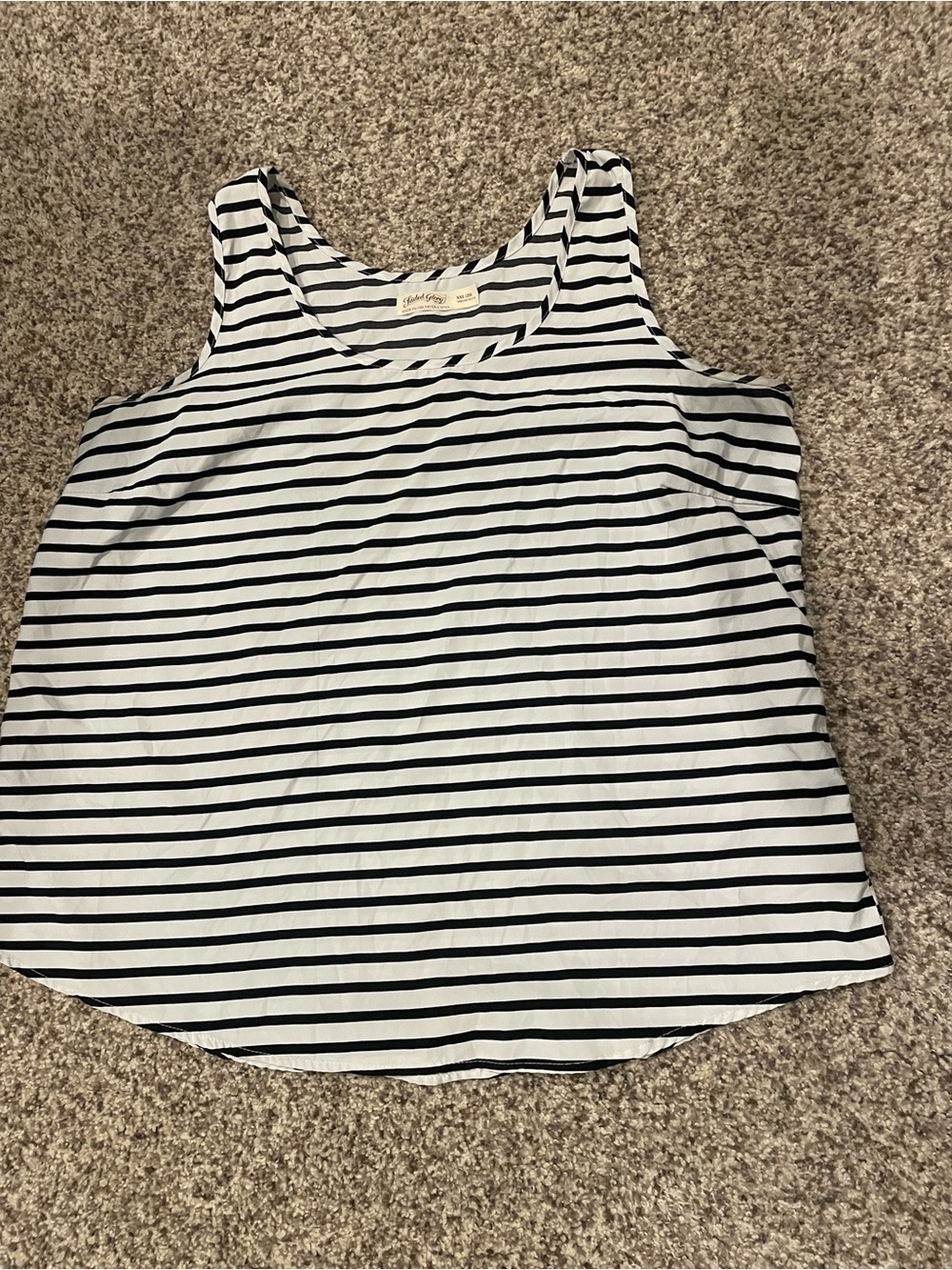 Faded Glory Black & White Striped Tank Top